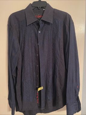 Robert Graham Classic Men's Navy Embroidered Button-Up Shirt